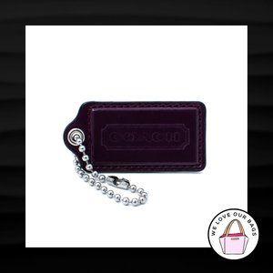 2.5" Large COACH PURPLE PATENT LEATHER NICKEL KEYFOB BAG CHARM KEYCHAIN HANG TAG